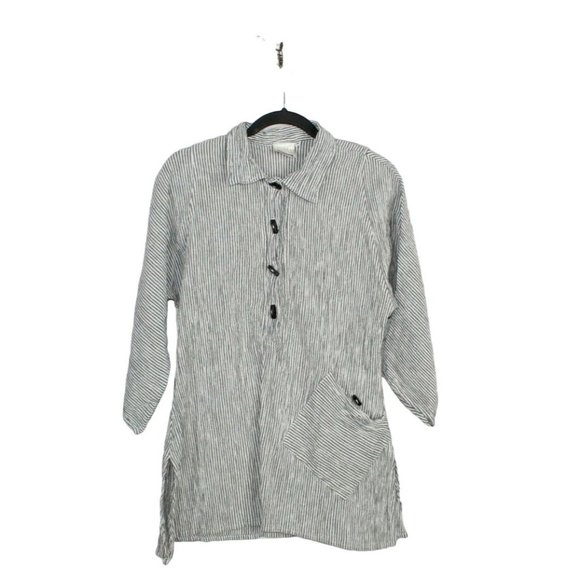 Mill Valley Tops - Vintage Mill Valley Black Pinstriped Linen Tops Size S